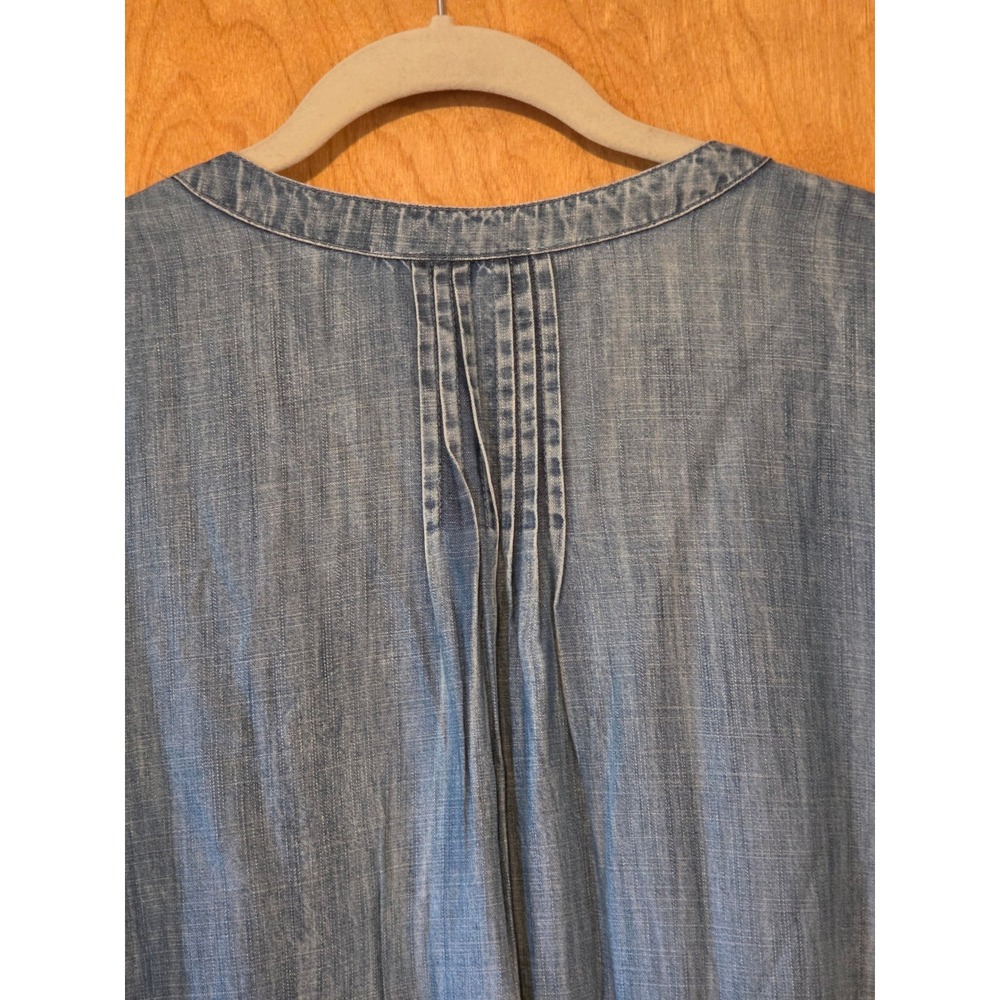 Coldwater Creek Embroidered Tencel Boho Shift Dress Blue Floral Plus 2X Pocket - Picture 7 of 9